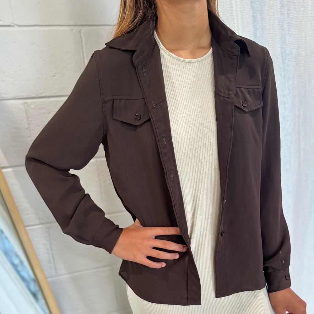 Jones New York | Y2K Sheer Brown Shirt Size M